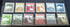 A collection of vintage Palestine postage stamps from 1918-1921 with various designs and colors, displayed in a row.