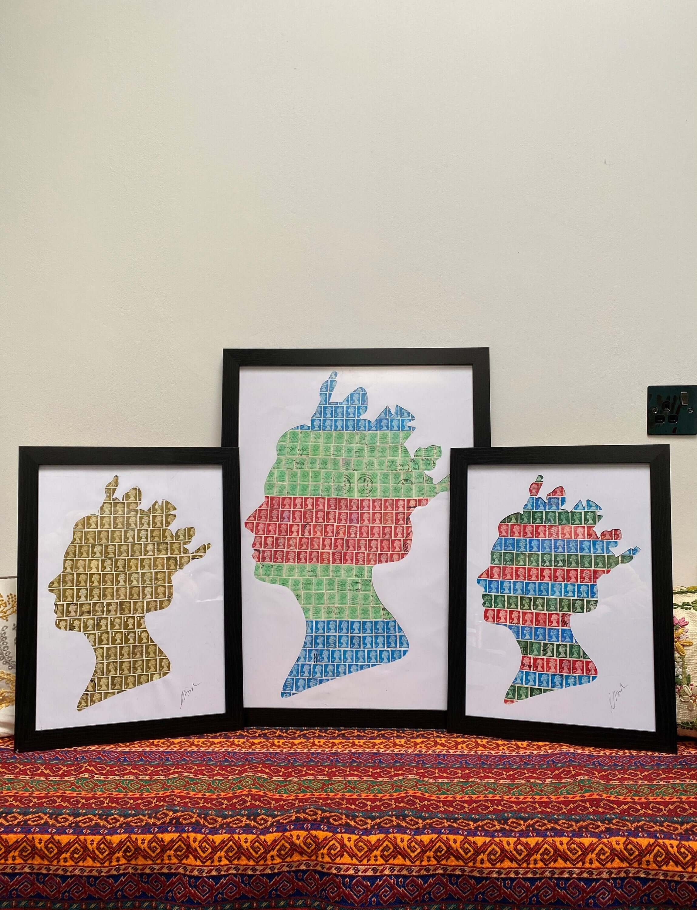 Unique gifts of Queen Elizabeth II stamp based art