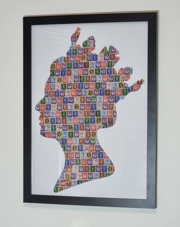Unique gifts of Queen Elizabeth II stamp based art