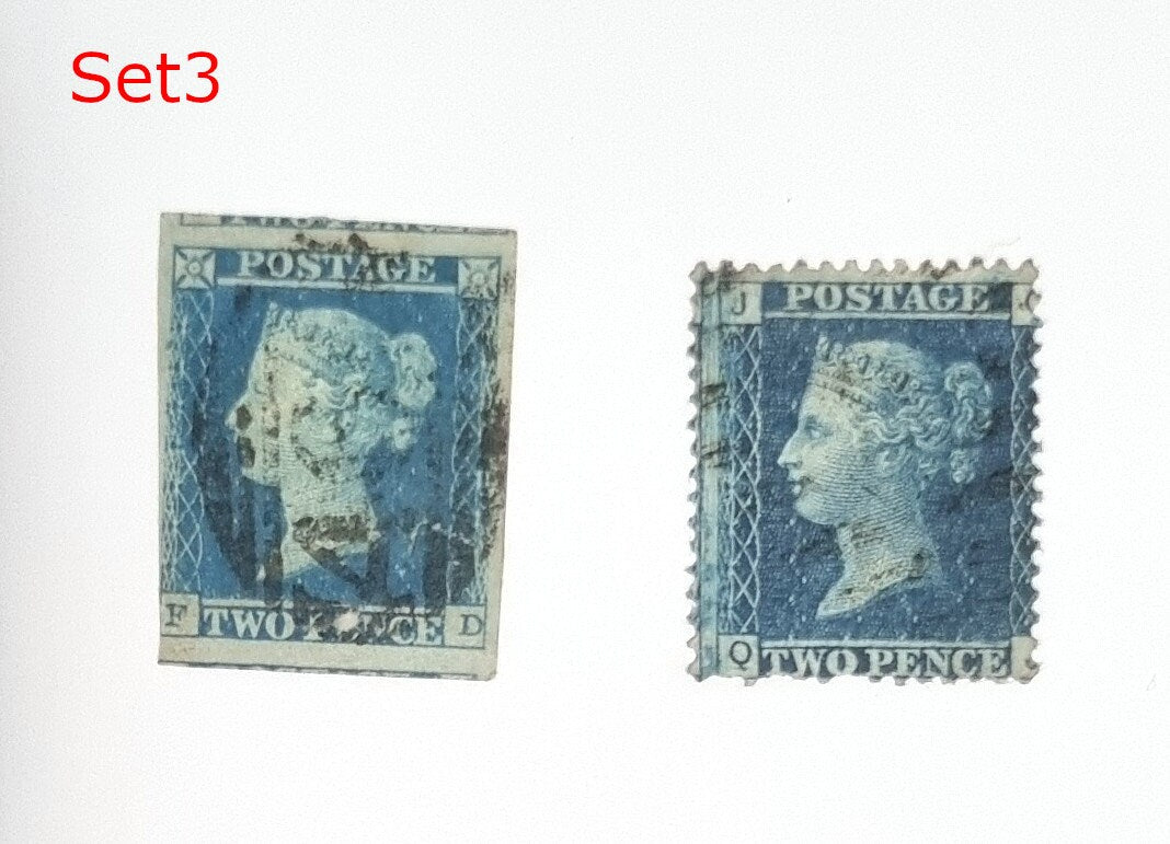 Original Penny Red and 2 Penny Blue GB postage stamps