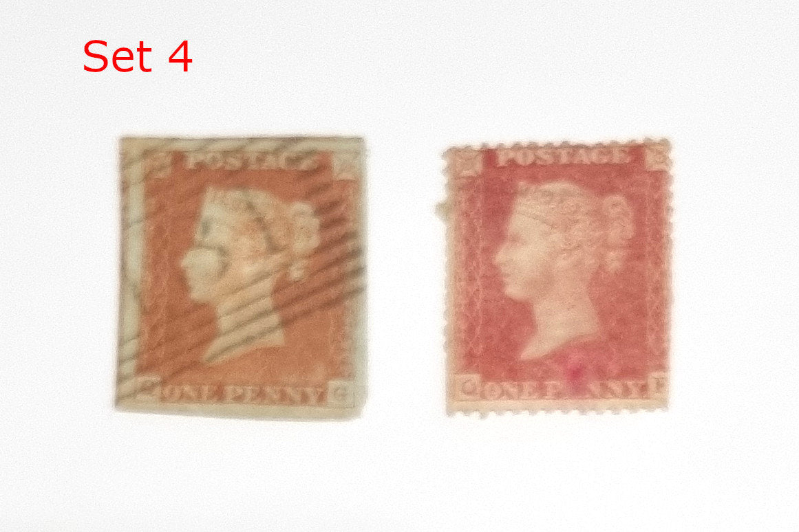 Original Penny Red and 2 Penny Blue GB postage stamps