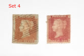 Original Penny Red and 2 Penny Blue GB postage stamps