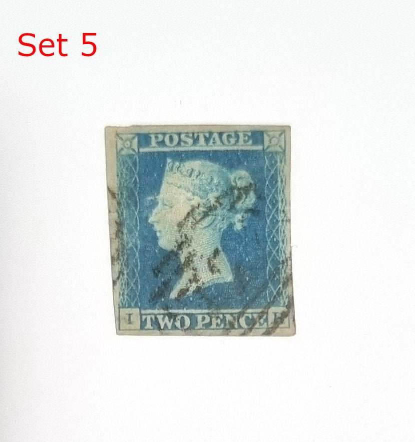 Original Penny Red and 2 Penny Blue GB postage stamps